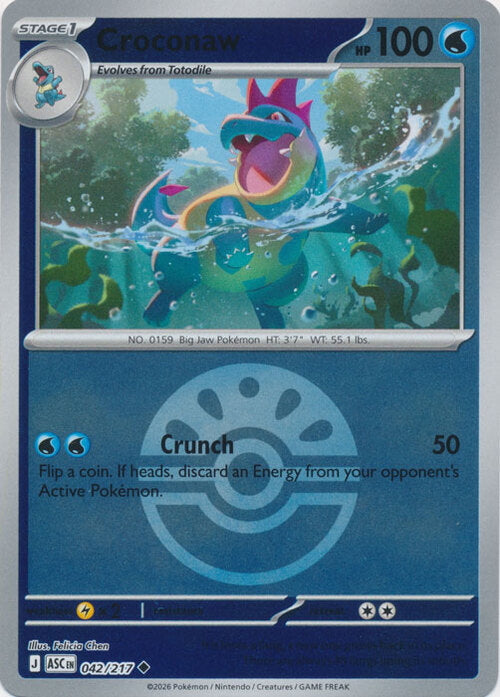 Ascended Heroes Croconaw #042/217 Pokeball Reverse Holo